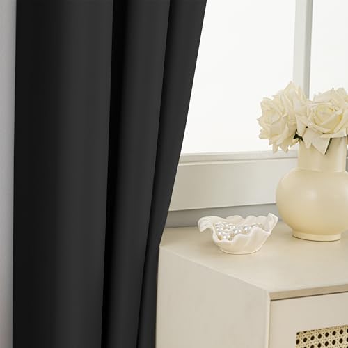 Extra Long Grommet Blackout Curtains, 1 Panel, Black, W52 x L168 - color: Black, size: 52"W x 168"L (Pack of 1)