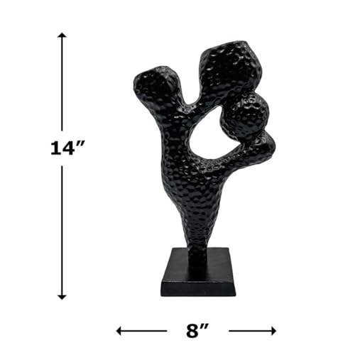 Pemberly Row Handmade Aluminum Abstract Sculpture, 14 in Tall, Black Finish, Decorative Modern Artwork for Living Room, Bedroom, Kitchen, Home Décor