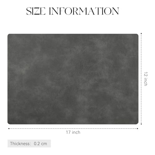 MOSAYT Vinyl Faux Leather Placemats, Set of 6, Dark Grey - color: Dark Grey