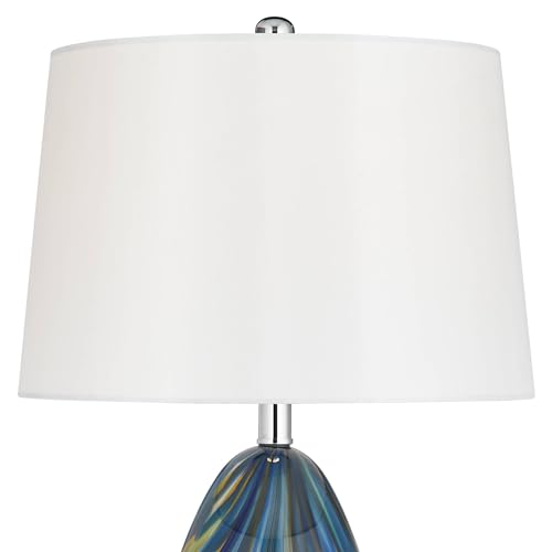 Pablo 27" Tall Table Lamp Modern Blue Art Glass Hand Blown Swirling - color: Blue Art Glass