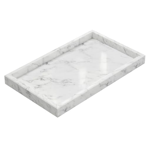 Marble Trays with Anti Slip Foot Pads,11.8x7.9x1.2in,Carrara White - color: Carrara White