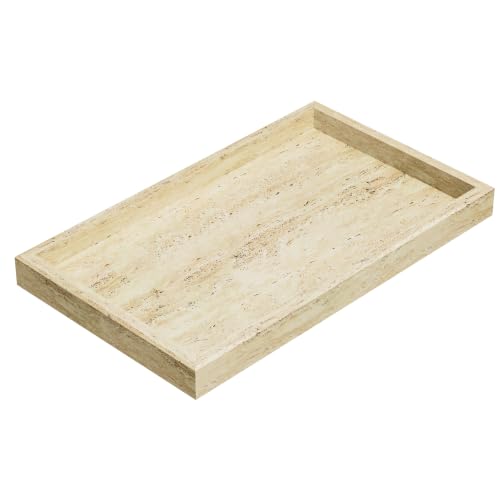 Decorative Natural Marble Vanity Trays,11.8x7.9x1.2in,Travertine - color: Travertine