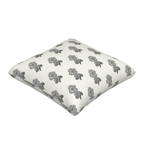 Black Grey Gray Block Print Pillow Covers 18X18 Inch Set of 2, Boho Vintage Floral Throw Pillows Farmhouse Spring Summer Flower Outdoor Decorative Cushion Case for Home Sofa Couch Bed - color: Black Grey Block Print, size: 18" x 18" (Pack of 2)