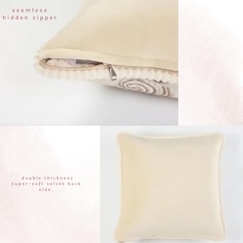 2Pcs Pillow Covers Decorative European Jacquard Vintage Embroidery Stereo Sofa Home Decor, Sofa Living Room, Couch, Bed 20x20 inches. (Cream Beige Pink pack2) - color: Cream Beige Pack2