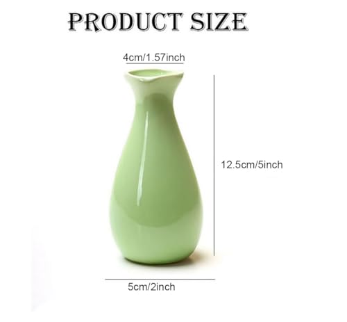 Small Ceramic Bud Vase Flower Vase Decorative Floral Holder (Green) - color: Green