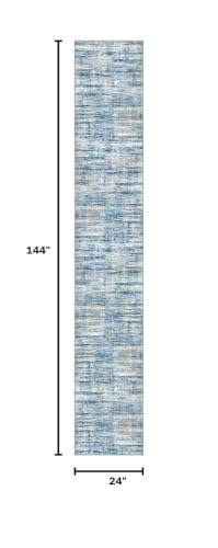 KOZYFLY Modern Runners for Hallways 2x12 Washable Runner Rug Blue Beige - color: Blue Beige, size: 2' x 12' (Runner)