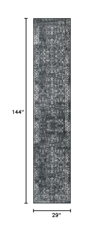 Morebes Black Vintage Carpet Runners for Hallway 12ft,Washable Long Runner Rug for Kitchen Indoor Floor Non-Slip,Distressed Super Soft Throw Carpet for Entryway Bathroom Dining Room Playroom - color: Black/Multi, size: 2.5' x 12' (Runner)