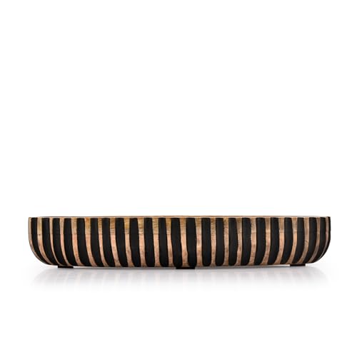 Kimona Decorative Bowl Wooden Centerpiece Table Decorations Decorative Long Wooden Bowl for Table Centerpiece (14" X 6" X 2.3")