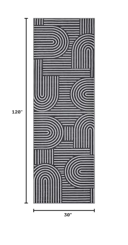 ROYHOME Modern 2.5x10 Hallway Runner Rug Non Slip Soft Kitchen Rug, Black - color: Black, size: 2'6" x 10' (Rectangular)