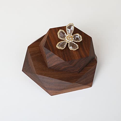 2pcs Wooden Jewelry display tray, Hexagon jewelry display riser, Jewelry retail shop photography props【Walnut Hexagon tray-2pcs】