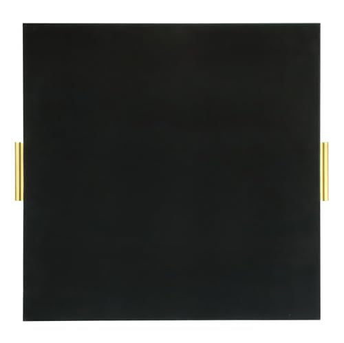 HofferRuffer Extra Large Square Serving Tray, Elegant Faux Leather Ottoman Tray with Gold Hardware Handles, Serve Tea, Coffee or Breakfast in Bed, 24 x 24 inches (Black Shagreen) - color: Black, size: 24" x 24" x 2"