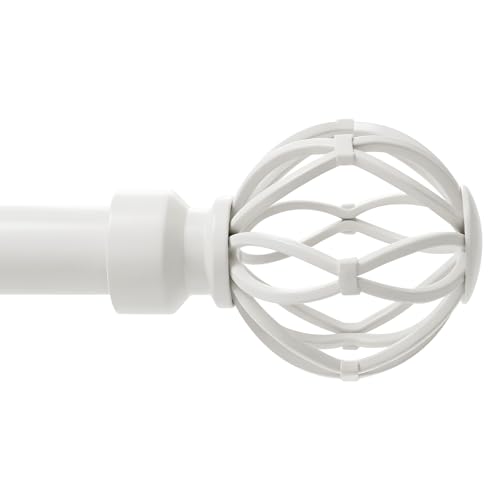 White Curtain Rod 66 to 120 Inch, Heavy Duty Drapery Pole Iron Cage - color: Weather White, size: 18-126"