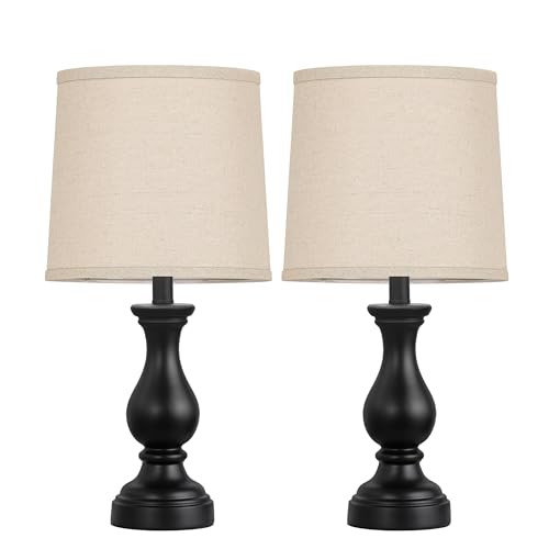 22" Farmhouse Table Lamps Set of 2, Rustic Bedside Lamps for Bedroom - color: C. Matte Black