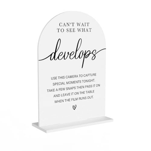 Acrylic Wedding Sign Can't Wait to See What Develops Sign for Wedding Wedding Signs for Ceremony Modern Calligraphy Arch Acrylic Table Top Sign for Wedding Reception and Event Party Table(white) - color: Can't Wait to See What Develops