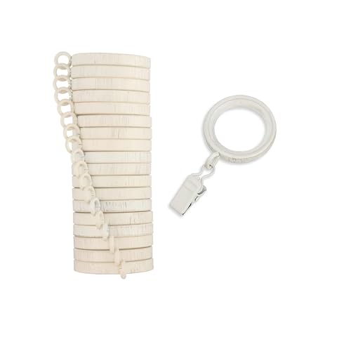 Cambria Designer 1-3/8" Weathered White Quiet Glide Curtain Rings 18 Pack - color: Weathered White, size: Small 1-3/8 in