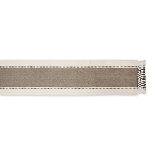 DII Dobby Stripe Table Runner, 13x72, Brown & Cream Background - color: Brown, size: 13x72"