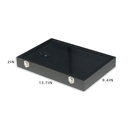 Coward Jewelry Organizer Box, Black Velvet Blank Display Tray Case with Lid for Storage Necklaces Bracelets Rings Beads and Jewelry Accessories - color: Black Velvet, size: Blank Box