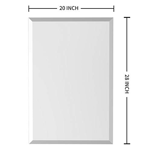 KOHROS 20" x 28" Frameless Bathroom Mirror for Over Sink, Rectangle Wall Mirror - color: Rectangular, size: 20"L x 28"W