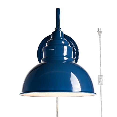 Mini Gooseneck Wall Sconce, 2-Way Mount with Switch, Blue - color: Blue