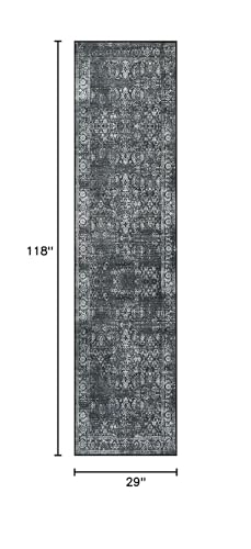 Morebes Black Vintage Runners for Hallways 10 Foot Non Slip, Washable Distressed Non Skid Kitchen Runner Rug Indoor Long Carpet for Hall Foyer Entryway Bathroom Entrance Playroom - color: Black/Multi, size: 2.5' x 10' (Runner)