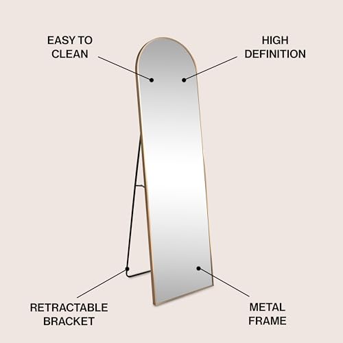 JONATHAN Y Adrian Arched Full Length Mirror 16" x 59" Metal Frame, Gold - color: Gold