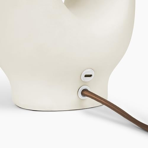 Brightech Artemis LED Table Lamp - Unique, Modern, Natural Ceramic Lamp for Bedside, Nightstand, Desk - Cozy, Chic Home Decor, Warm White Light and USB-C Charging for Living Room, Bedroom, Entryway