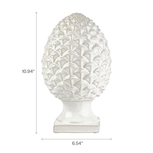 Elements 6.54x6.54x10.94 Inch White Ceramic Pinecone Figurine Durable Design for Everyday Use in Home Kitchen Dining and Entertaining Settings