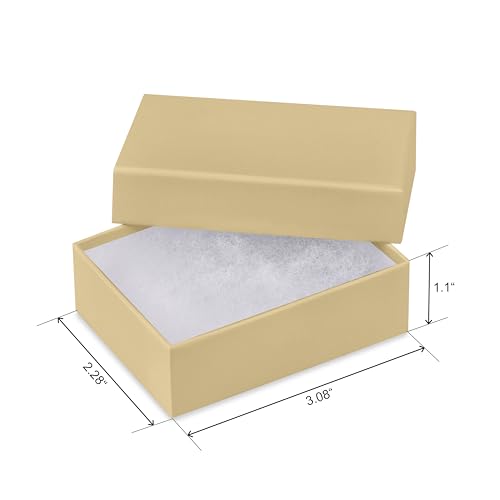 BULK PARADISE 6 Pack Cotton Fill Craft Brown Cardboard Paper Jewelry Box Gift Size 3.08 x 2.28 x 1.1 Inches Perfect for Small Gifts - color: Craft Brown