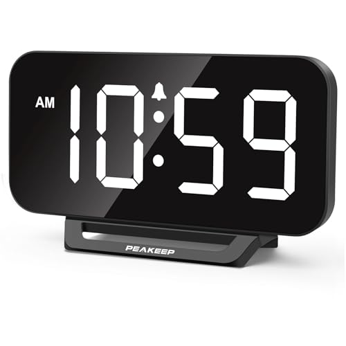 Peakeep Small Digital Alarm Clock for Bedrooms, Loud for Heavy Sleepers - color: Black With White