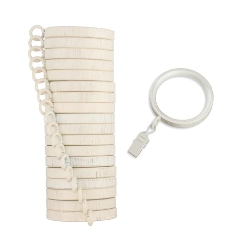 Cambria Designer 2" Weathered White Quiet Glide Curtain Rings 18 Pack - color: Weathered White, size: Large 2 in