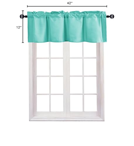 JIUZHEN Aqua Valance Curtains for Window 1 Panel, 42 x 12 Inches - color: Aqua, size: 42"W x 12"L (Pack of 1)