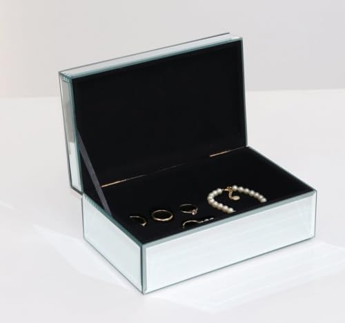 Luxury Silver Crushed Diamond Glass Mirrored Jewelry Organizer Box Storage - color: silver diamond