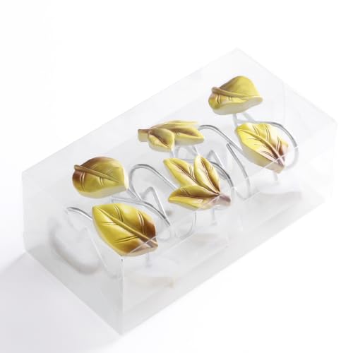 Yellow Plant Leaf Shower Curtain Hooks,Eucalyptus Bathroom Decor,12PCS - color: Yellow