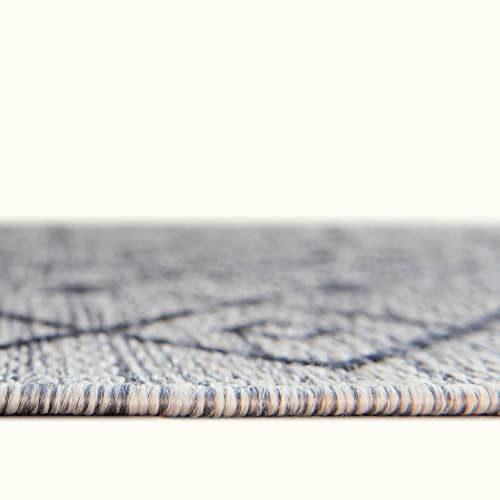 Unique Loom Outdoor Trellis Collection Area Rug - Tribal Trellis (3' 3" x 5' 3" Oval, Gray/ Black) - color: Gray/Black, size: 3'3" x 5'3" (Oval)
