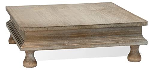 Red Co. 12” x 12” Decorative Square Tabletop Wooden Display Tray Riser in Whitewash Finish