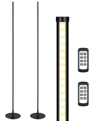 EDISHINE 2 Pack 57.5” Floor Lamp with Remote, Dimmable & 7 CCT Adjustable - color: Black