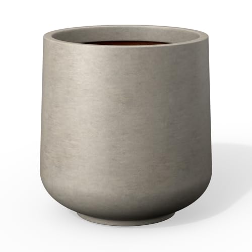 Kante Small Round Curved Weathered Concrete Planter 9.4" Dia, Outdoor - color: Weathered Concrete, size: 9.4" D