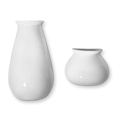 White Ceramic Wall Planters, Set of 2, 10.6 Inch, Flared Design - color: 2pcs-small & Large
