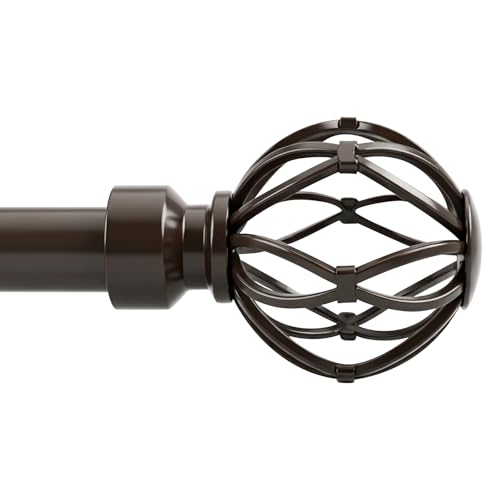 Bronze Curtain Rod 48 to 84 Inch, Heavy Duty Drapery Pole Iron Cage - color: Bronze, size: 18-96"