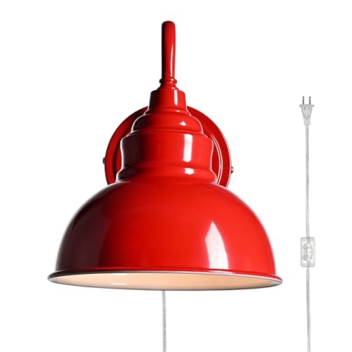 Mini Gooseneck Wall Sconce, 2-Way Mount with Switch, Red - color: Red