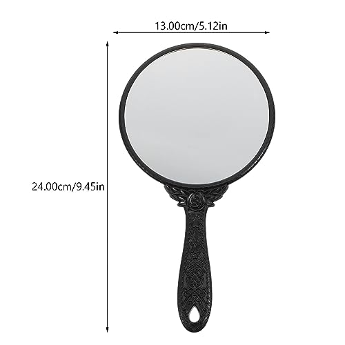 minkissy Retro Hand Mirror Vintage Black Handheld Mirror with Ergonomic Handle Portable Hand Makeup for Women Lightweight Compact Travel Vanity with High Definition Reflection