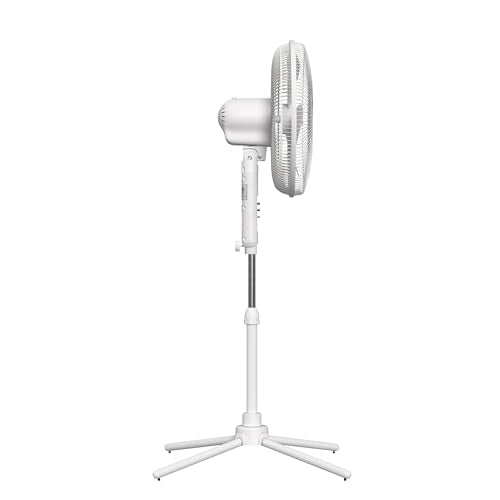 EZ-CHILL 16" Oscillating Pedestal Fan with Folding Base - White - color: White