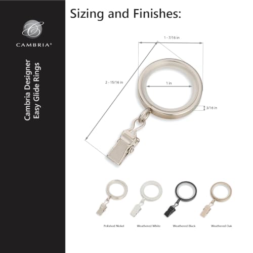 Cambria Designer 1-3/8" Weathered White Quiet Glide Curtain Rings 18 Pack - color: Weathered White, size: Small 1-3/8 in