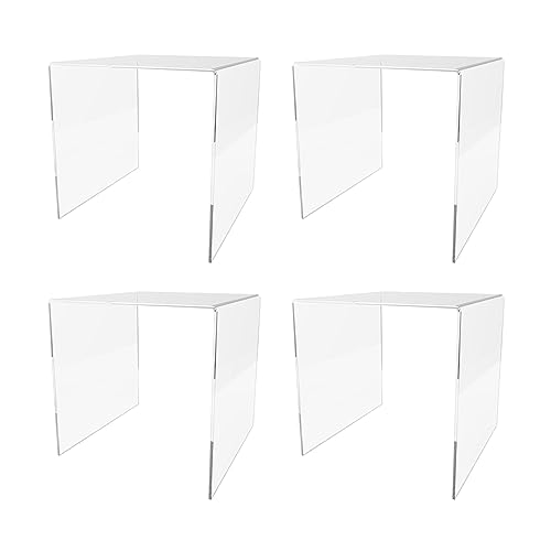 Marketing Holders 4 Pack Acrylic Riser Display Platform 8 Inch Wide Clear Square One Piece Lucite Retail Product Showcase Shelf Lifting Merchandising Pedestal Stand for Expos and Tradeshows - size: 8"W x 8"H