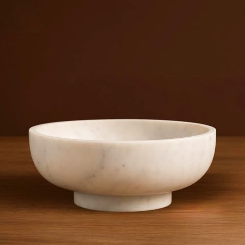 SWADESHI BLESSINGS HandCrafted Marble Decorative Bowl for Home Decor, 10.5"