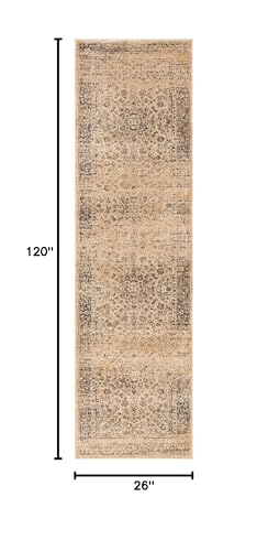 SAFAVIEH Vintage Collection Runner Rug - 2'2" x 10', Warm Beige, Oriental Medallion Distressed Viscose Design, Ideal for High Traffic Areas in Living Room, Bedroom (VTG113-660) - color: Warm Beige, size: 2'2" x 10' (Runner)