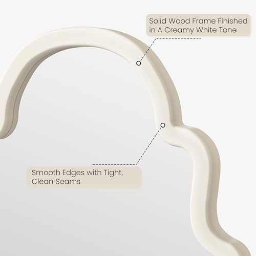 24x40 Cream White Arched Wood Framed Bathroom Vanity Wall Mirror - color: White, size: 40"L x 24"W