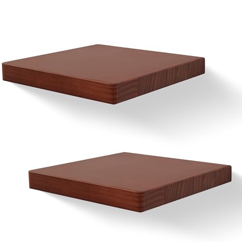 Small Floating Shelves for Wall Set of 2, 8 Inch Square Shelves,Dark Walnut - color: Dark Walnut, size: 8 Inch-2 Pcs