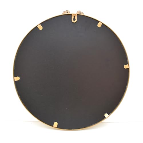 15.75" Gold Bow Decorative Round Mirror, Metal Frame Hanging Circle Mirror, Wall Mounted for Entryway, Bathroom, Vanity, Living Room