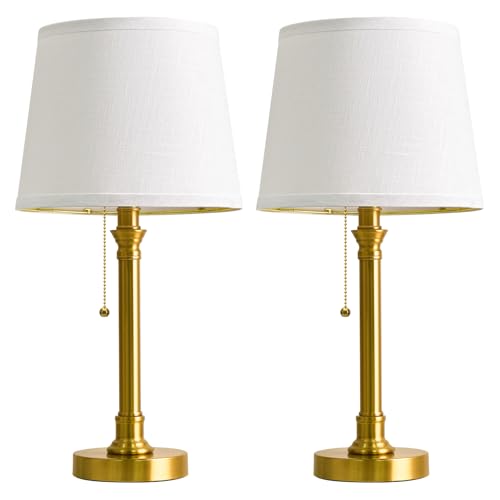Oneach 19.5” Brass Gold Small Table Lamps Set of 2 for Living Room Bedroom - color: Gold
